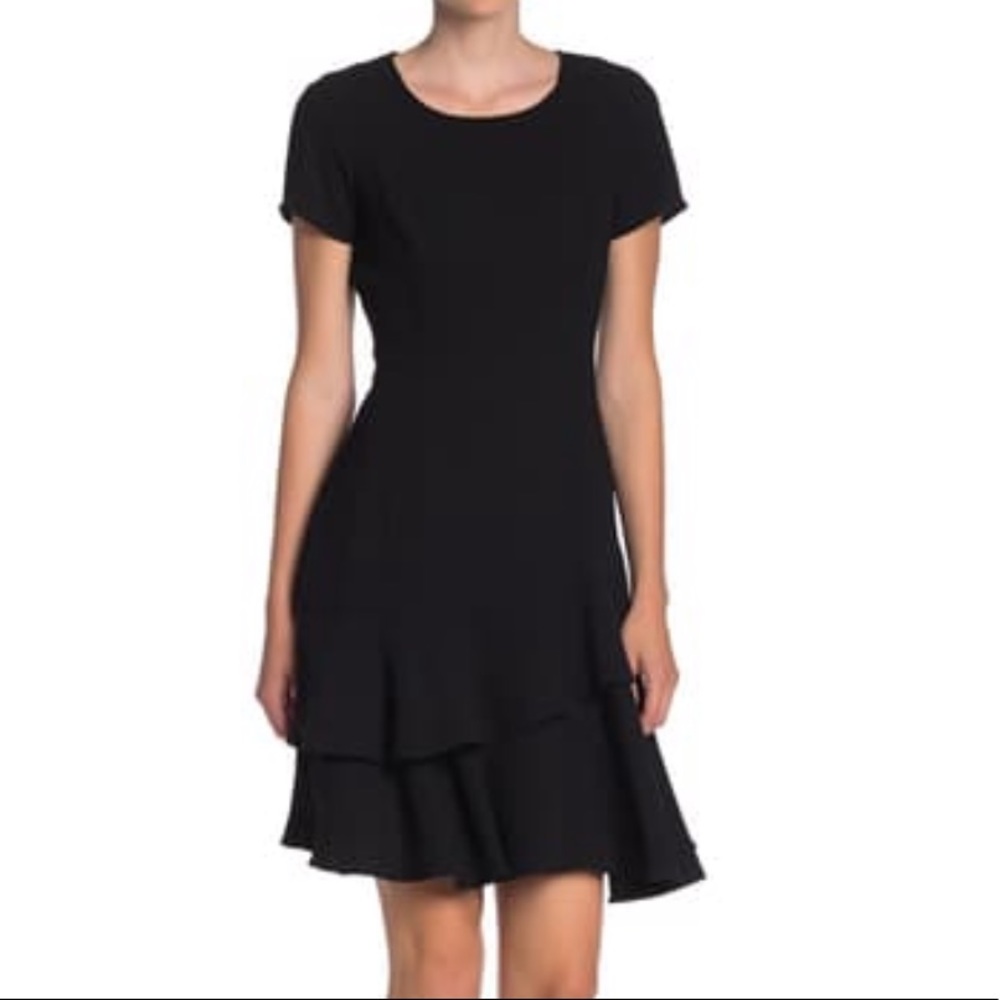 - Shani Layered Ruffle Hem Black Dress Size 4 NWT